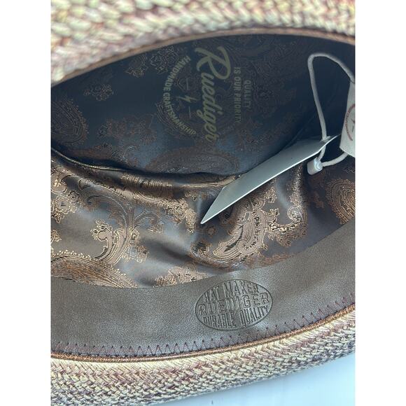 Ruediger Handmade Straw Sun Hat – Wide Brim Western Style 100% Straw Size L main image 6